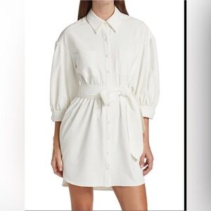 Cinq a Sept White Belted Shirt Dress